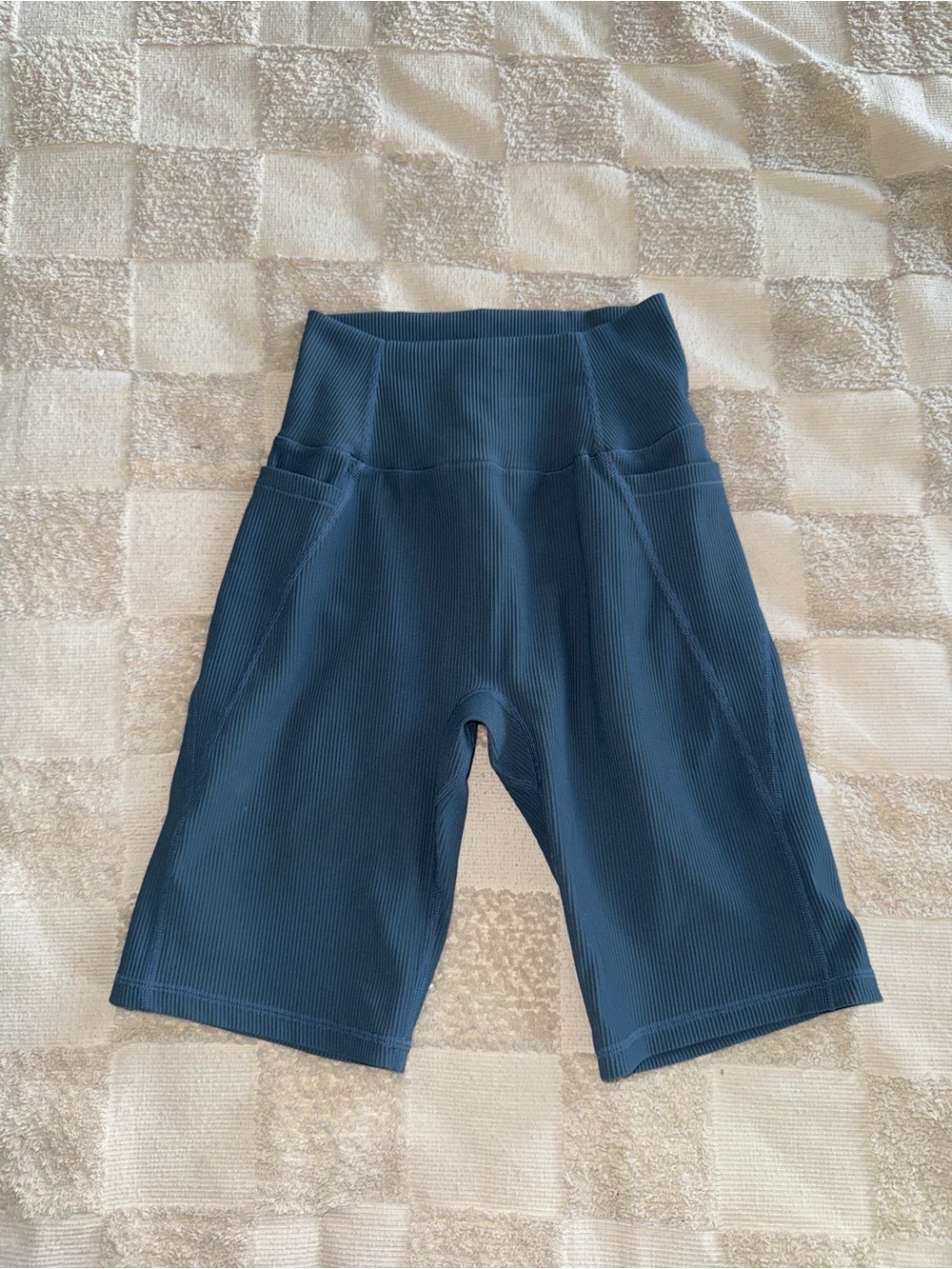 NWOT Buffbunny Collection High-Waist Ribbed Bike Shorts in Deep Teal size M